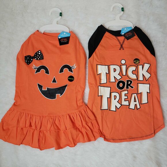 Thrills & Chills Halloween Dog Apparel - Reflective Dress & Glow in Dark Shirt - Picture 1 of 16